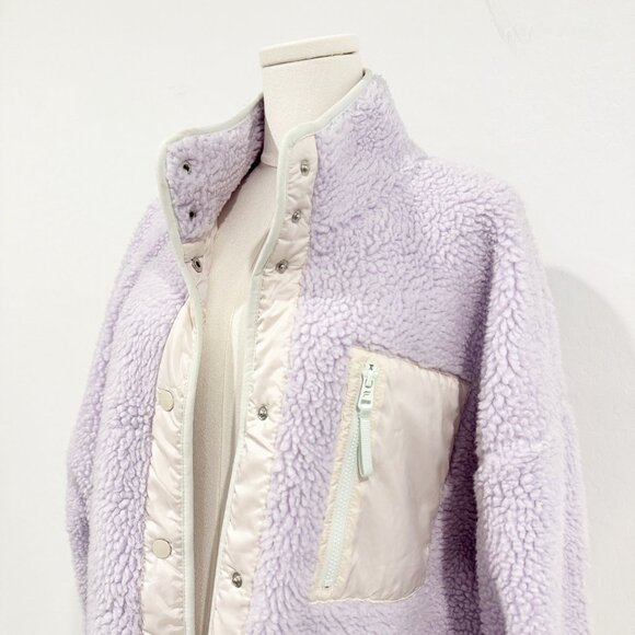 Fabletics Women's Soft Teddy Tahoe Jacket in Purple Cream Winter Size XL - Picture 4 of 11